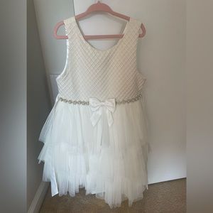 Fancy Ivory Toddler Dress with Tie